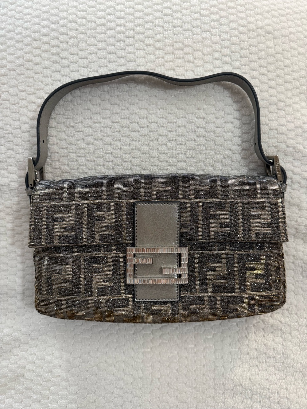 Fendi Monogram Zucca Shoulder Bag in Brown and Gray